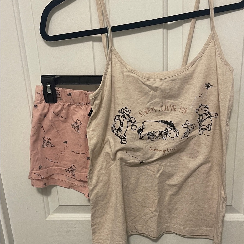 Disney Women's Winnie the Pooh Pajama Set - Cream and Pink